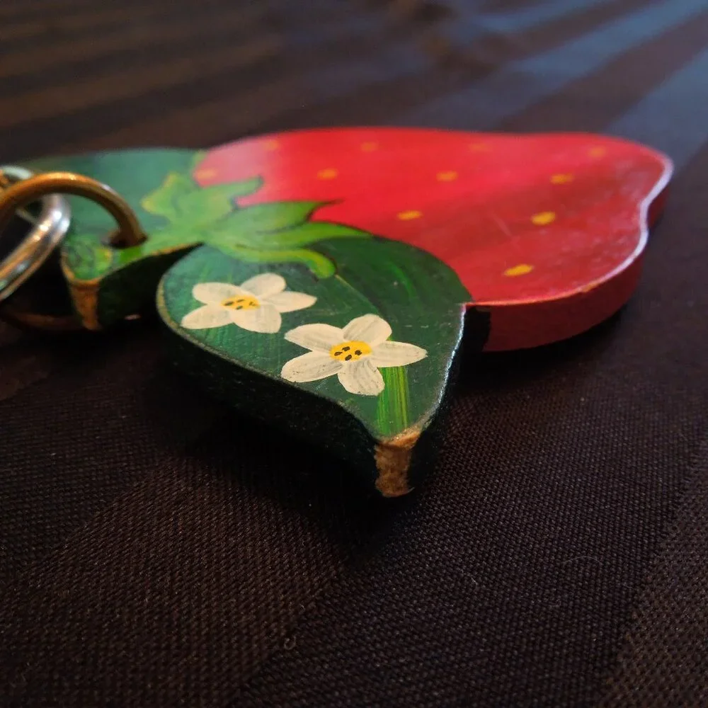 Vintage Signed Mary McDaniel Strawberry Keychain